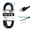 HONDERSON 10 ft Black AC Power Cord Replacement Pigtail End,