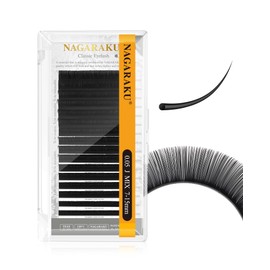 NAGARAKU Eyelash Extensions Individual Lashes 0.05mm J curl 7-15mm Mix Tray Classic Matte Black Soft Natural Faux Mink 16 rows