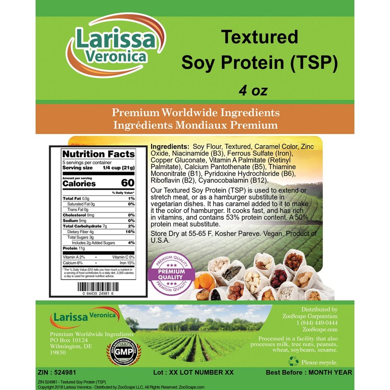 Larissa Veronica Textured Soy Protein (TSP) (4 oz, ZIN: 524981)