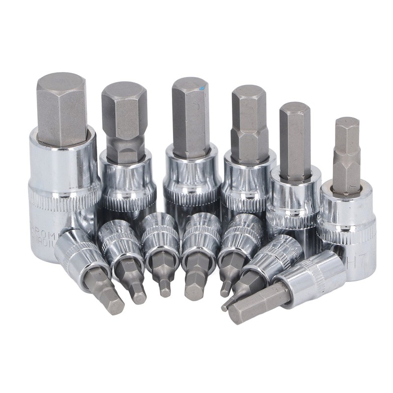 13 Pcs Hex Bit Socket Set 1/4 3/8 1/2 Inch