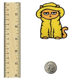 Kolorspun Grumpy Raincoat Cat Patch- Iron-On Backing