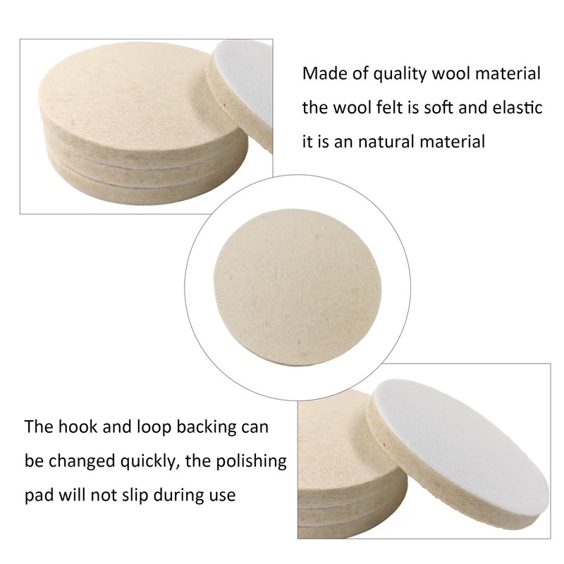 pson 4Pcs 5 Inch Wool Felt Polishing Pad, Buffing Wheels