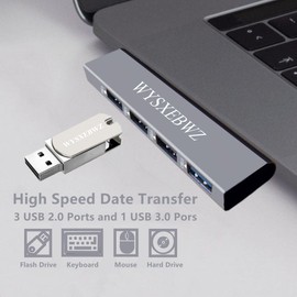USB Hub 4 in 1 USB Splitter USB Expander (1 * 3.0 Hub, 3 * 2.0 Hub) for Laptop Windows PC Mac Printer Flash Drive Mobile HDD Notebook Computer