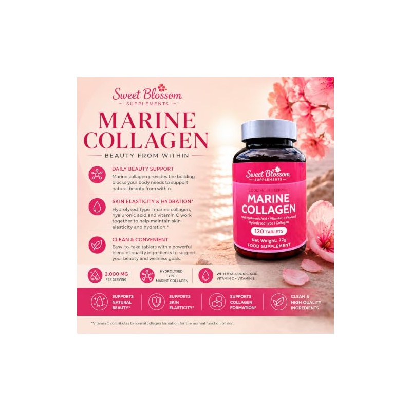 Marine Collagen Tablets 2000mg, 120 Tablets