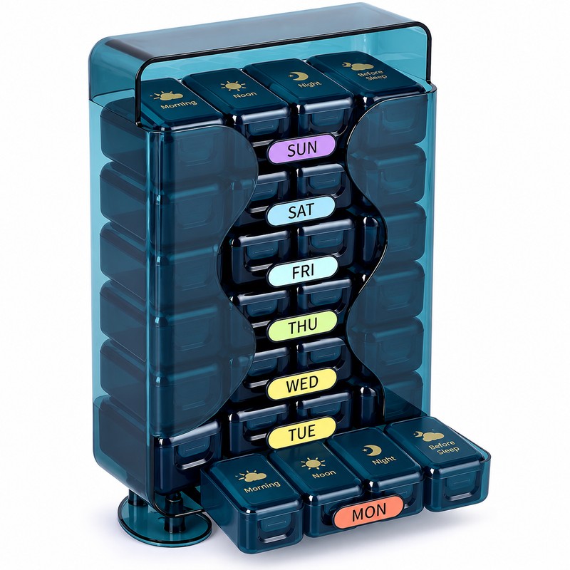 Weekly Pill Organizer 4 Times a Day – 28 Compartment