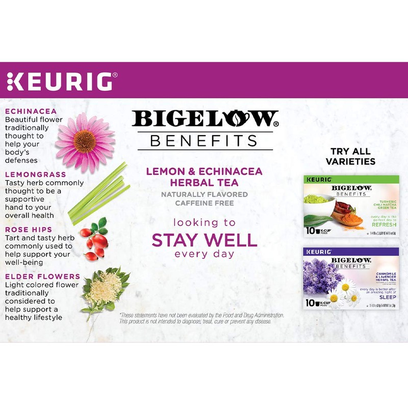 Bigelow Tea Benefits, Stay Well Lemon and Echinacea Herbal Tea