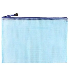 Unifizz A5 Plastic Wallets Mesh Zipper Pouch, Zip Lock Bags Document Folders Waterproof Plastic Pockets Zipper Bags Storage Bags for Office School Travel, 24 x 17cm, Blue, 1pcs