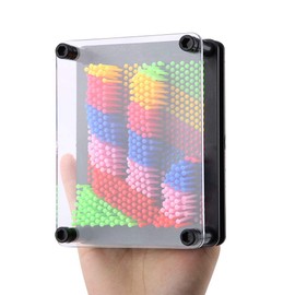 Yuecoom 3D Pin Art Board, Rainbow Sensory Needles Fidget Palm Board, Classic Desktop Novelty Sculpture Impression Needle Art Toy, Pin Art Sculpture for Kids and Adult(Black-Small)