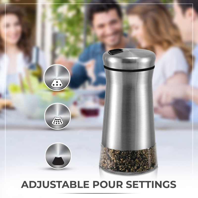 Pepper Shaker or Salt Shaker with Adjustable Pour Holes -