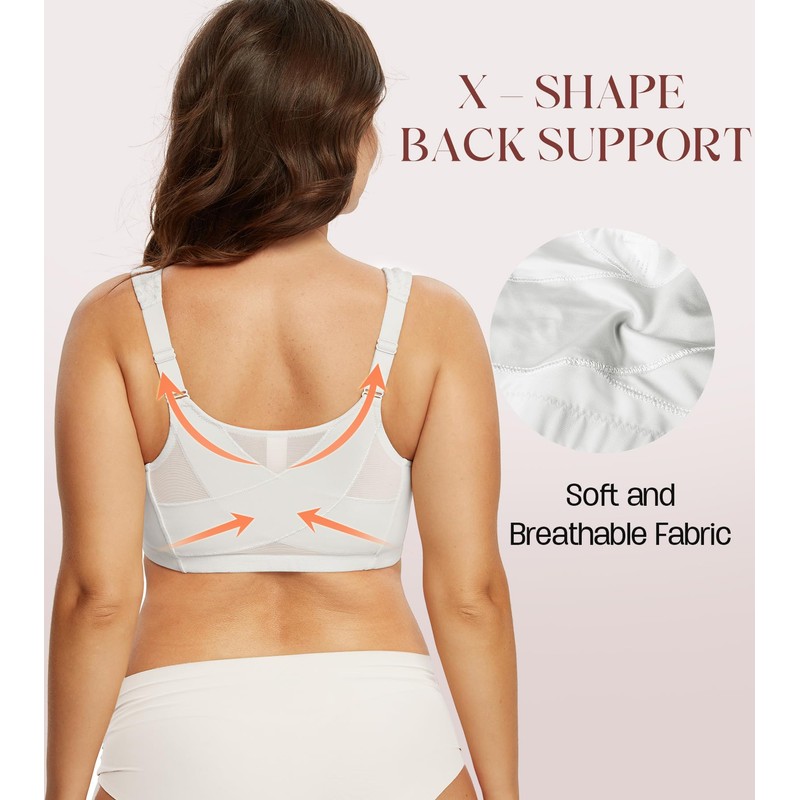 Curyon Women's Front Closure Back Support Minimizer Bra Full Figure