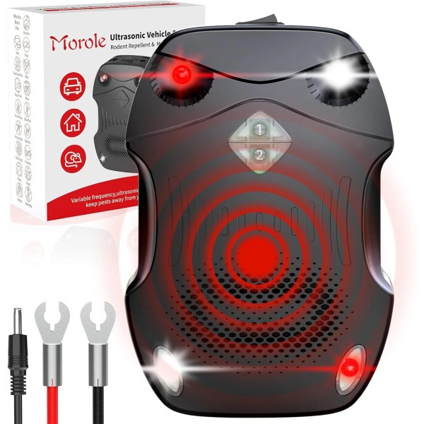 Morole Advanced Rodent Repellent for Car Engines -Ultrasonic & Strobe