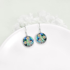 Tree of Life/Daisy/Butterfly/Lotus Earrings 925 Sterling Silver Filigree Flower Earrings Jewellery Gift for Women, Sterling Silver, Abalone
