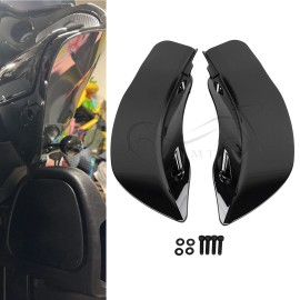 Unbranded Black ABS Fairing Air Deflectors Side Wide Wind Windshield For Harley Road Glide
