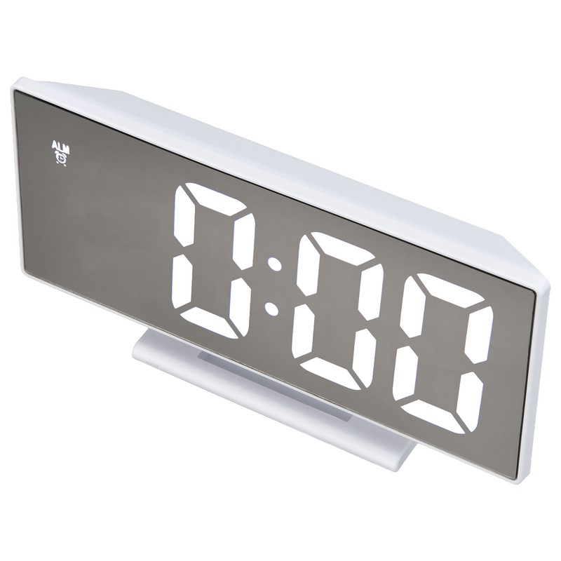 Digital Alarm Clock LED Mirror Screen USB Charging Automatic Dimming