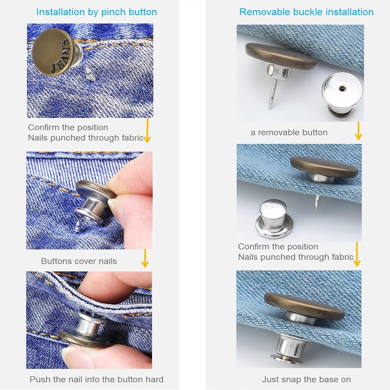 20 Pcs Jean Buttons, Buttons for Jeans to Make Smaller,
