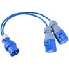 16A Plug to 2 x 16A Sockets. 1.5mm Arctic Blue