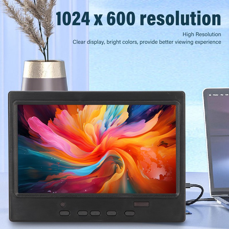 7 Inch Portable Monitor 1024x600 Supports HD Multimedia Interface VGA