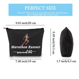 JTOUK Running Runner Gift Marathoner Gift Marathon Runner Zipper Pouch Marathon Runner Survival Kit Makeup Bag (Survival Marathon Runner Black EU)