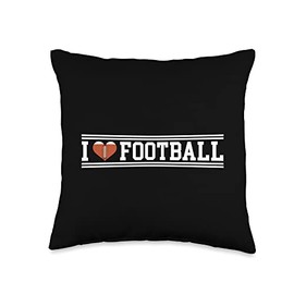 Football Player Block Team Coach Trainer Athletic I Love Football Throw Pillow, 16x16, Multicolor