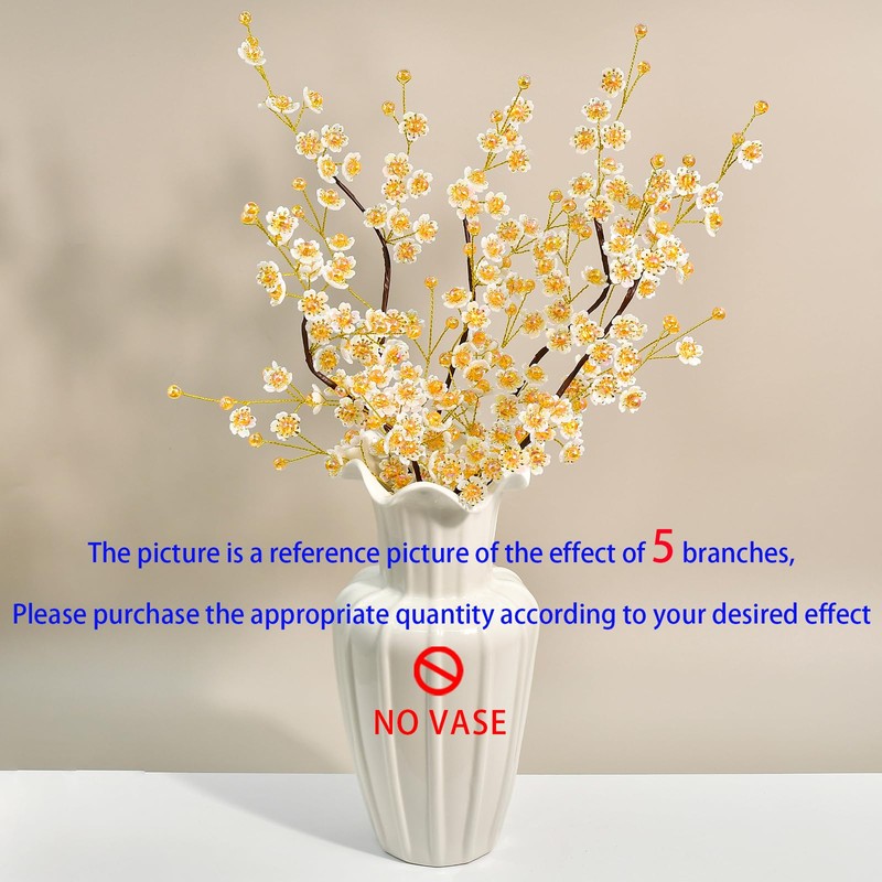 1Piece Acrylic Resin Snow Pear Blossom Faux Cherry Blossom Stems