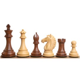 Royal Chess Mall - Alban Knight Chess Pieces - 4" Staunton Chess Set - Golden Rosewood & Boxwood - 34 Pieces - 1 Player - Age 8+ - Adults