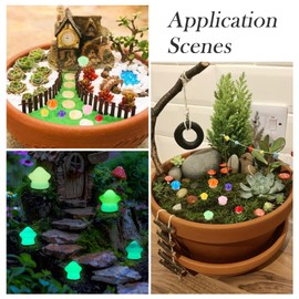 Cheriswelry 30Pcs Mini Resin Luminous Mushrooms Ornaments Glow in The Dark Micro Landscape Garden Decoration 8.5-11mm for Bonsai Crafts Dollhouse Accessory