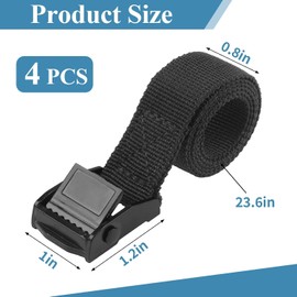 PEASUG Correas de amarre, 4 unidades, pequeñas correas de carraca cortas con hebillas, 2 x 2 pies, ajustable simple cincha de leva adecuado para camiones, carga, equipaje negro