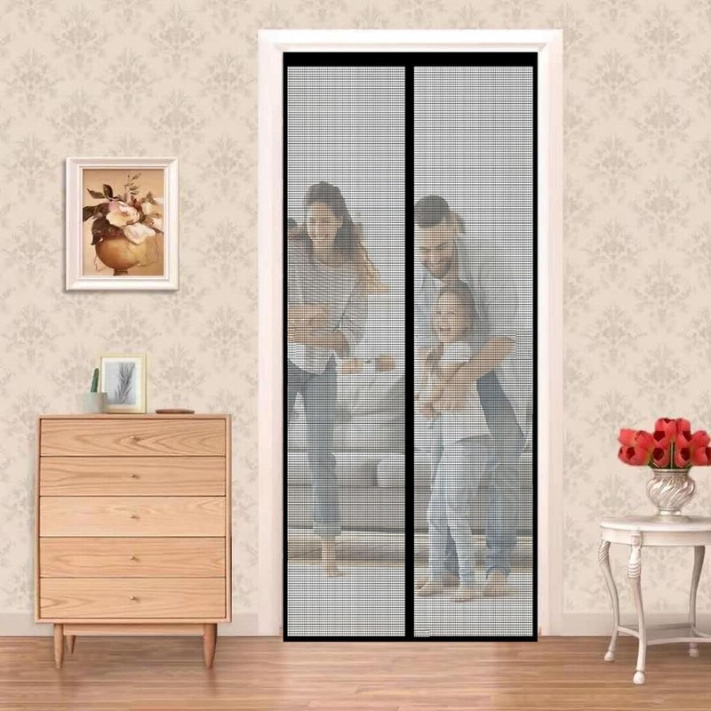 Magnetic Door Screen 90 x 230cm Black - Keep Bugs