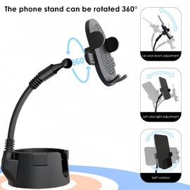 Adorila Getränkehalter, 2-in-1 verstellbarer Auto-Becherhalter-Erweiterer, 360° drehbar, Handyhalterung, kompatibel mit 5,8 cm - 8,9 cm Smartphones (schwarz)