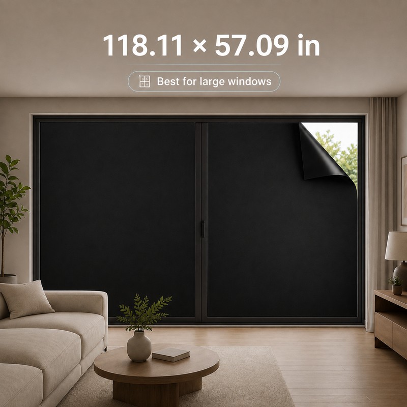 100% Blackout Window Privacy Film – Cut-to-Fit Opaque Light Blocking