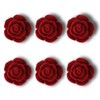 6 Pcs Red Rose Brooches Resin Floral Lapel Pins for
