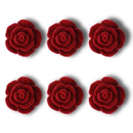 6 Pcs Red Rose Brooches Resin Floral Lapel Pins for Wedding & Formal Attire Bridal Party Accessories for Bride Groom, Guests Elegant Unisex Collar Clips Creative Gift