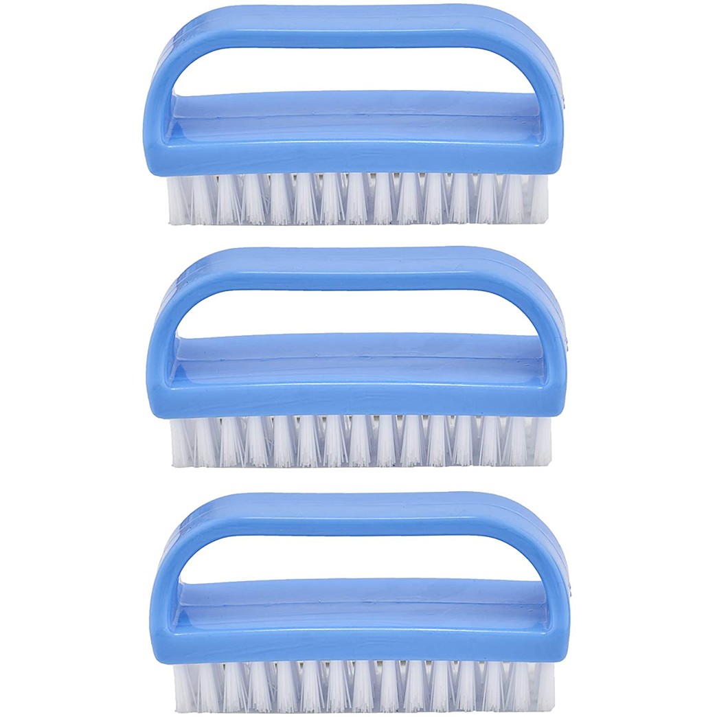 Superio Nail Brush Cleaner with Handle 3 Pack, Durable Scrub Brush to Clean Toes and Fingernails, All Purpose Hand Scrubber Cleaning Brush - Stiff Bristles, Easy to Use (3-Pack)