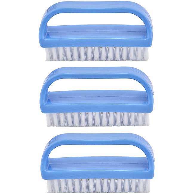 Superio Nail Brush Cleaner with Handle 3 Pack, Durable Scrub Brush to Clean Toes and Fingernails, All Purpose Hand Scrubber Cleaning Brush - Stiff Bristles, Easy to Use (3-Pack)