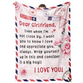 Girlfriend Gifts, Girlfriend Birthday Presents, Anniversary Blanket Gifts for Girlfriend, Girlfriend Gift on Christmas, Valentines, I Love You Gifts for Girlfriend, Dear Girlfriend Blanket, 60" * 50"