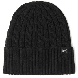 Revony Cable Knit Beanie for Women & Men - Warm, Soft, with a Delicious Cashmere Feel Black