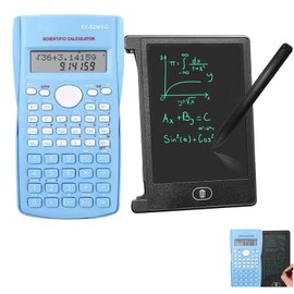 KK-82MS-D Portable Scientific Calculator with 4.4 Inch LCD Erasable Writing Pad, Engineering Scientific Calculator with 240 Functions Two-Line Display for Office, Students Back to School Supplies,Blue