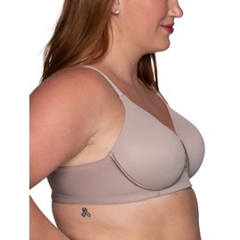Vanity Fair Womens Full Figure Beauty Back Smoothing Bra, 4-Way Stretch Fabric, Lightly Lined Cups Up to H Bra, Wirefree - Toasted Coconut, 42DD US