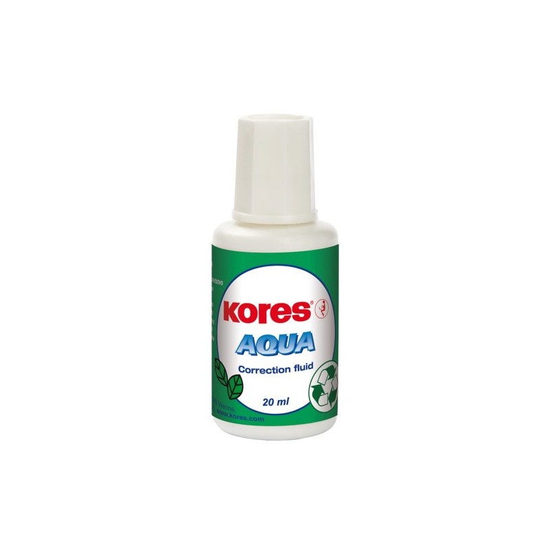 Kores Korrekturfluid Aqua auf Wasserbasis, 20 ml, 10 Stück, weiß