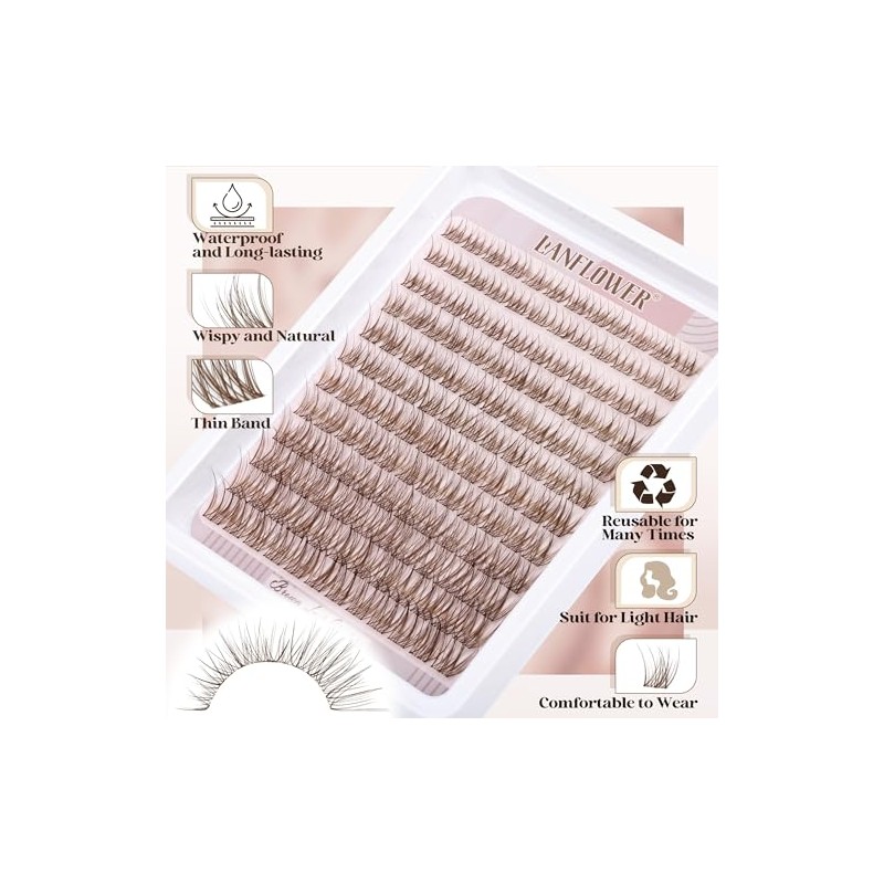 Kit de extensiones de pestañas naturales de Lanflower, marrón, en