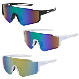 Sunglasses Cycling Glasses Sports Sunglasses Men Women Cycling Glasses Quick Glasses - 3 Pairs Outdoor Sports Glasses for Men and Women, 400 UV Protection, Anti-Fog for Cycling, Running