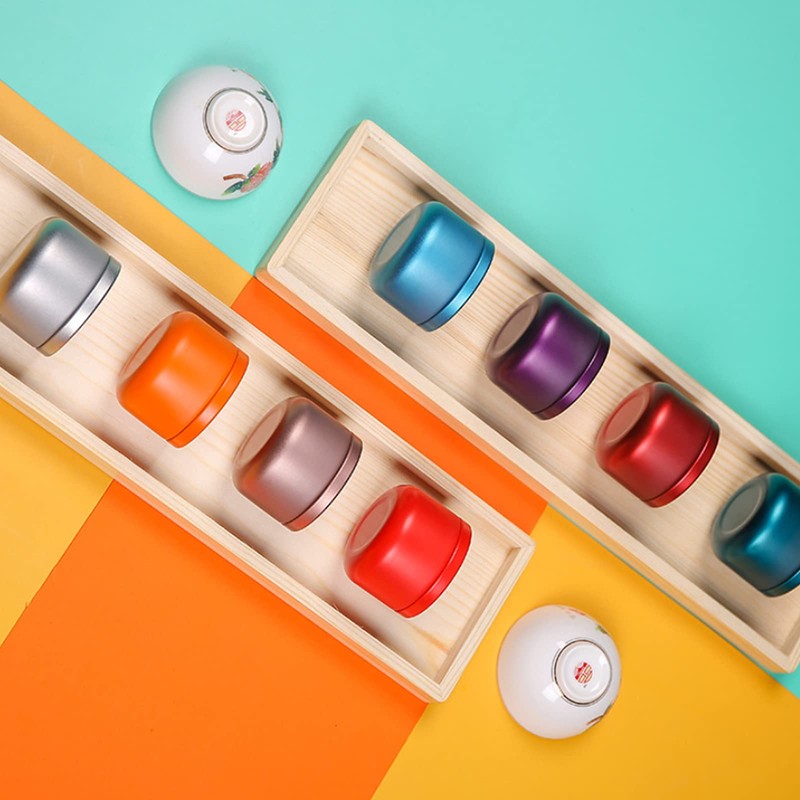 Eowppue 14-Piece Colorful Mini Tea Caddy Set – Portable Empty