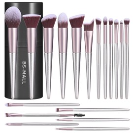 BS-MALL Juego de Brochas de Maquillaje 18 Piezas de Base Sintética Premium, Corrector En Polvo, Sombras de Ojos, Rubor, Brochas de Maquillaje Con Estuche Negro