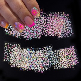 30 Sheets Colorful Flower Nail Art Stickers Spring Summer Nail Art Design 3D Self Adhesive Daisy Nail Supplies Elegant Exquisite Flower Nail Decals White Yellow Flower Nail Stickers for Woman Girls