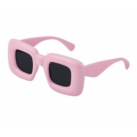 W&Y YING Cute Square thick frame Inflated Sunglasses for Women Men chunky y2k glasses trendy funny womens shades (PINK)