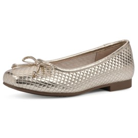 CLIFFS BY WHITE MOUNTAIN Women's Bessy Quilted Ballet Flat, Pale Gold/Metallic/Smooth, 8