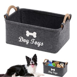 YTSMFL Dog Toy Storage, Felt Storage Box with Handle, Storage Basket for Dog Toy, Toy Basket, Foldable Dog Toy Box (38 cm x 25 cm x 18 cm)