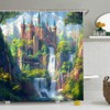 FILMILIL Green Forest Waterfall Castle Shower Curtain Fantasy Jungle Wonderland