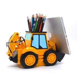 EONXNGAGY Large Excavator Pencil Holder with Phone Stand - Tablet PC Holder for Desk - Office Decor & Home Office School Desk Decor - Excavator Gifts