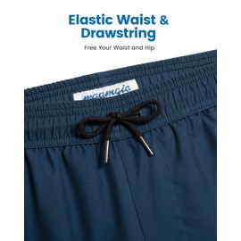 MaaMgic Mens Swim Trunks with Compression Liner 2 in 1 Swimming Shorts Stretch 5.5" Quick Dry Bathing Suits,Capri Blue,Large